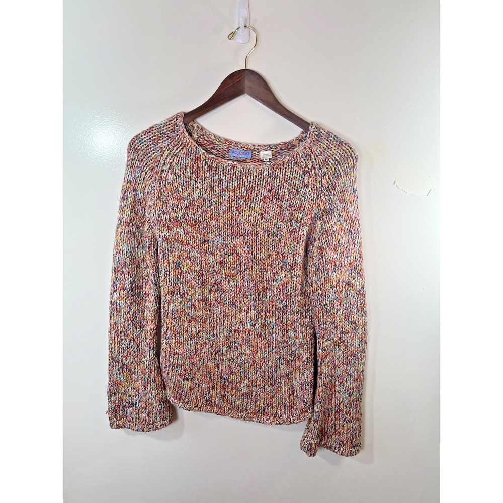 Acrobat Women’s Silk Blend Sweater Size M Multicolor Rainbow Vibrant Artsy Gypsy